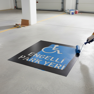 Pochoir de peinture pour zone de stationnement handicapés, composite 100x100cm, pour garages, auvents et abris de voiture, modèle BS-EP-KP-01 - Product Image 2
