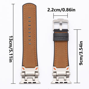 Bracelet de montre hybride en cuir véritable et silicone Upro pour Apple Watch, compatible avec iWatch SE 6 7 8 9 10 11, tailles 42 46 49 mm - Product Image 5