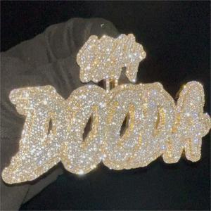 Hiphop kolye İlk kolye 925 gümüş Bling buzlu Out özel adı Charm VVS mozanit mektup kolye