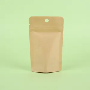 8x13+5 Brown Paper 50g Stand Up Pouch Zipper Oval Window Doyen Bottom Food Grade No Print Manufacturer And Wholesaler In China