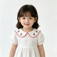 Vente en gros de dentelle en coton blanc de 10 cm avec bordure rouge, dentelle à volants, broderie de fraises pour la décoration de vêtements pour bébés et jupes