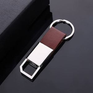 Wholesale PU Leather Keychain Promotion <b>Keyring</b> Metal Plain Metal <b>Ring</b> with LOGO - Product Image 4