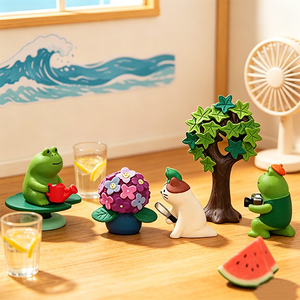 Estatua de Resina de Gato y Rana Kawaii para Jardín de Verano, Hecha a Mano y Pintada a Mano, Linda Decoración de Escritorio para Sala de Estar y Espacio de Trabajo - Product Image 2