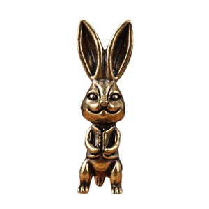 Figura de Conejo de Latón, 2 Piezas, Diseño Tradicional Compacto, Decoración para Oficina u Hogar, Regalo de Pascua - Product Image 5