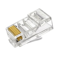 Trou traversant perforé 1.0mm 50U 6U 3U plaqué or 8P8C UTP CAT5E prise passe à une rangée à travers Rj45 connecteur prise modulaire