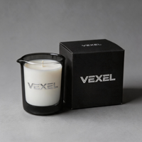 Contenant de bougie vide de 6 oz bleu unique avec bec verseur pour massage et couvercle en bambou, pour l'exportation mondiale en gros de fournitures pour bougies