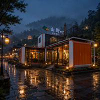 Maison en conteneurs d'acier à deux étages, écologique, moderne, préfabriquée, modulaire, petite maison pour le glamping en resort