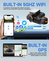 Cámara para Auto de 4 Canales 4K, Cámara Delantera y Trasera, Caja Negra para Auto con WiFi 5G, GPS y Visión Nocturna