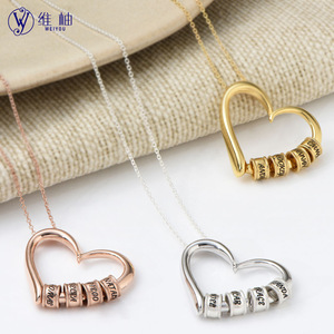 Collier personnalisé avec pendentif en forme de cœur, gravure de nom sur perle, cadeau de Noël pour elle, dropshipping Shopify POD. - Product Image 4