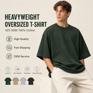 Fabricant OEM Personnalisé – Impression en Gros de T-shirts Homme Amples à Épaules Tombantes en Coton Premium de 425 Grammes - Product Image 1