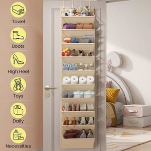 Large Hanging <b>Shoe</b> Organizer, Non-woven & Transparent PVC Pockets with Metal <b>Hooks</b>, Ideal for Closet Bedroom Dorm & Door Storage - Product Image 5