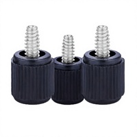 Vis à molette moletées 6-32 UNC, tête en plastique noir et blanc, acier, fixation manuelle pour boîtier d'ordinateur PC