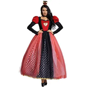 Kostum Cosplay Putri Ratu Hati Merah Gaun Mewah Delux Pesta Kostum Cosplay Karnaval Halloween Anak Perempuan