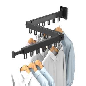 رف تجفيف مناشف عالي الجودة مثبت على الحائط قابل للطي Airer للغسيل في الشرفة - Product Image 2