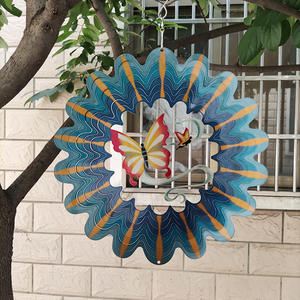 Nuevo y Creativo Molinillo de Viento Giratorio de Acero Inoxidable de 18 cm con Acabado Brillante para Decoración de Mariposas Mandala, para Colgar en el Jardín - Product Image 4
