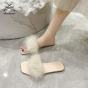 Nuovi Sandali Personalizzati 2025 con Piume di Struzzo per Sposa e Damigelle, Ciabatte in Pelliccia, Sandali in Pelle, Scarpe e Ciabatte - Product Image 3