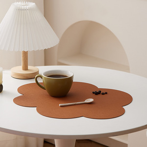 Nordic Style Leather Placemat Cloud Shape Oil Proof Heat Insulating Waterproof <b>Coaster</b> Minimalist <b>Table</b> Mat For Coffee Tea - Product Image 1
