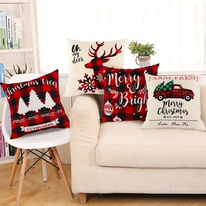 <span class=keywords><strong>Housse</strong></span> de coussin de canapé OurWarm Noël Cerf Navidad, motif écossais rouge et noir - Product Image 6