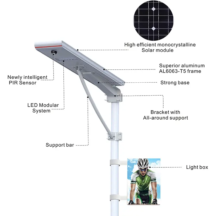 सौर लैंप सभी में एक सौर स्ट्रीट लाइट का नेतृत्व किया सड़क बुद्धिमान लैंप पोस्ट पोल एलईडी स्क्रीन डिजिटल आउटडोर Signage स्ट्रीट लाइट