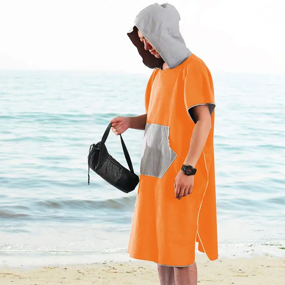 Mikro faser kunden spezifische Größe und Logo Farbwechsel Handtücher Strand Robe Surf Junior Poncho Handtuch