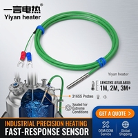 Sensor Suhu Termokopel Tipe K Tipe J Yiyan Heater Premium, Probe Baja Tahan Karat, Kabel Hijau, Penggunaan Industri, Panjang