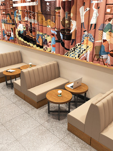 Bộ bàn ghế gỗ kết hợp phục vụ ăn uống thương mại dành cho quán trà sữa, đồ ăn nhẹ, pizza, burger, nhà hàng - Product Image 2