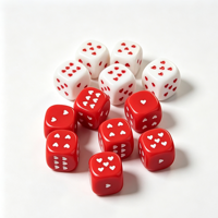 Dés de jeu miniatures en acrylique de 2,5 cm, dés à points en forme de cœur OEM, cube carré de 25 mm, différentes couleurs disponibles et taille personnalisée