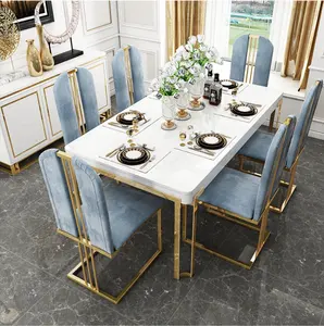 Luxury Marble Dining Table Dining Room Furniture Stainless Steel Dining Table Set