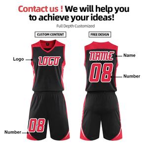 Camisa de Basquete Personalizada de Alta Qualidade em Preto e Vermelho para Homens e Crianças, Uniformes de Basquete em Branco, Camisa de Basquete Reversível - Product Image 2