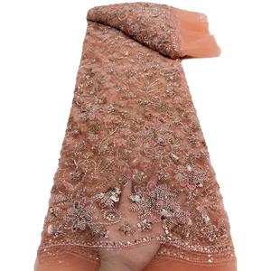 NI.AI 高品质串珠序列网状蕾丝非洲薄纱蕾丝面料新娘婚纱材料 - Product Image 2