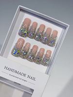 Faux ongles noirs gothiques de designer américain, haute qualité, extra longs, en gel souple, faits à la main, en acrylique, luxe, à presser, 10 pièces