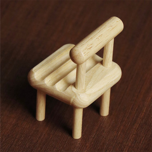 Oak Natural Wood Phone Stand Mini Chair Desk Portable Holder For Mobile Phone - Product Image 3