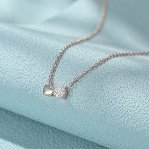 Collier pour femme CANNER Simple Ins en or 18 carats et argent sterling S925 avec pendentif double cœur en zircon, cadeau pour la Saint-Valentin et les anniversaires - Product Image 5