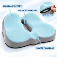 Coussin de siège ergonomique en mousse à mémoire de forme pour chaise de bureau, oreiller de soutien coccyx à dossier haut avec soulagement central pour le confort du coccyx et des hanches