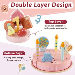 บ้านของเล่นเด็กสองชั้นลายครีมเค้กสตรอว์เบอร์รี วัสดุขนสัตว์และไม้ กล่องสี ขนาด 22x22x13 ซม. คุณภาพสูง ขายส่ง ของขวัญวันเกิด สำหรับเด็กอายุ 3 ปีขึ้นไป - Product Image 3