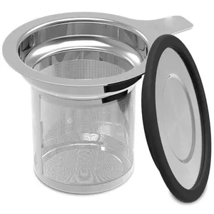 Extra Fine Mesh Tea Steeper Basket Filter Tea Strainer 304 Stainless Steel Tea Infusers with Silicone Lid for Teapot Mug Cup