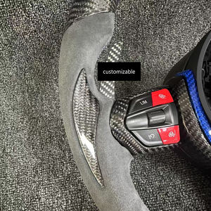 Ajuste para <span class=keywords><strong>BMW</strong></span> F10 M5 y <span class=keywords><strong>520d</strong></span> volante de fibra de carbono Alcantara Grip azul embellecedor de carbono LED paletas de carbono M1M2 calentado Lenkrad - Product Image 5