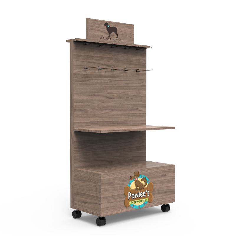 Apache Hot Selling Durable Wooden Half Tray Cleaning Toy Food for Dogs and Cats Floor Display Shelf for Pet Shops — view 4