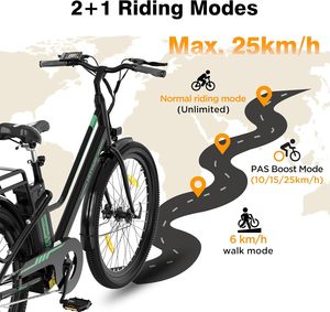 Vélo électrique de ville pour femmes <span class=keywords><strong>HITWAY</strong></span>, 27,5 pouces, 36V 13Ah, moteur 250W, autonomie 50-100 km, freins à disque doubles, moteur roue arrière - Product Image 3