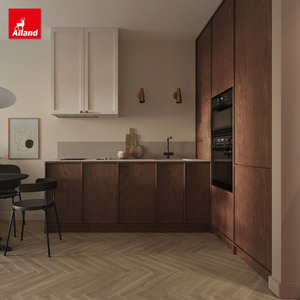 Alland 2026 remodelado de mediados de siglo moderno rústico Slim Shaker dos tonos minimalista estilo japonés vidrio comedor nogal <span class=keywords><strong>Cocina</strong></span> - Product Image 1