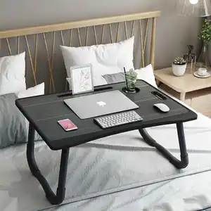 Table de lecture en bois pour ordinateur portable, multifonctionnel et pliable, pour le lit, avec porte-gobelet, support pour lecture, portable