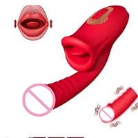Meistverkaufter 3-in-1 Zungen-Leck- und Klatsch-Dildo Vibrator Realistischer Vibrierender Ausziehbarer Zungenvibrator für Frauen Massage-Spielzeug