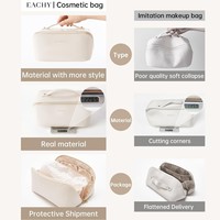 Sac de maquillage pratique en PU avec logo personnalisé, sac de maquillage portable en forme de coussin, grande capacité, trousse de toilette, sac de rangement de voyage