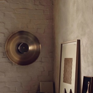 Lámpara de pared redonda moderna de mármol y bronce, fuente de luz LED de 60 cm de diámetro para sala de estar, dormitorio, estudio, sala de exposiciones - Product Image 3