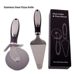 Espátula para Pizza de Acero Inoxidable y Cortador de Pizza de Base Delgada con Rueda Giratoria, Kit de Herramientas para Hornear Pasteles - Product Image 3