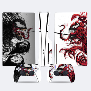 Autocollant en vinyle pour Ps5 Slim, housse de protection pour contrôleur de console de jeu, Design rouge et noir - Product Image 3