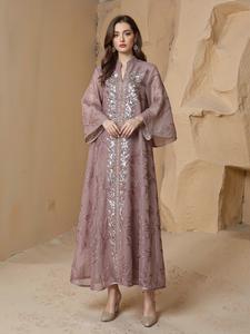 שמלת קבאיה מוסלמי באיכות גבוהה עם רקמה רשת השקה ומפאייטים השקה מוצר חדש מ 'עד xxxl לחתונות - Product Image 5