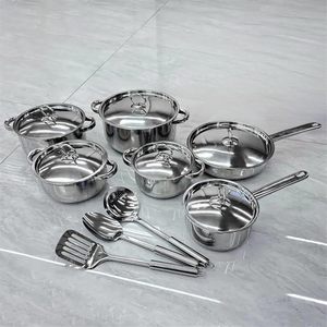 Poêle à frire et casserole à lait en acier inoxydable à fond à <span class=keywords><strong>induction</strong></span> avec couvercle en verre pour la cuisine domestique et l'extérieur – Ensemble d'ustensiles de cuisson - Product Image 4