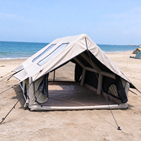 Tente gonflable haute et spacieuse kaki imperméable quatre saisons 3x4m avec grande pièce debout et porte zippée large pour le camping et la pêche