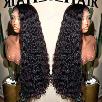Perruque 13x4 en cheveux vierges Remy de 30-40 pouces avec dentelle, densité 180%, ondulations profondes/bouclées/ondulations aquatiques, cheveux de bébé et sans colle